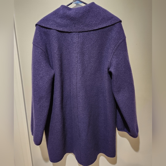 GEIGER Boiled Wool Coat Made in AUSTRIA Button Front Pockets Size 36 DEEP PURPLE - Picture 2 of 7